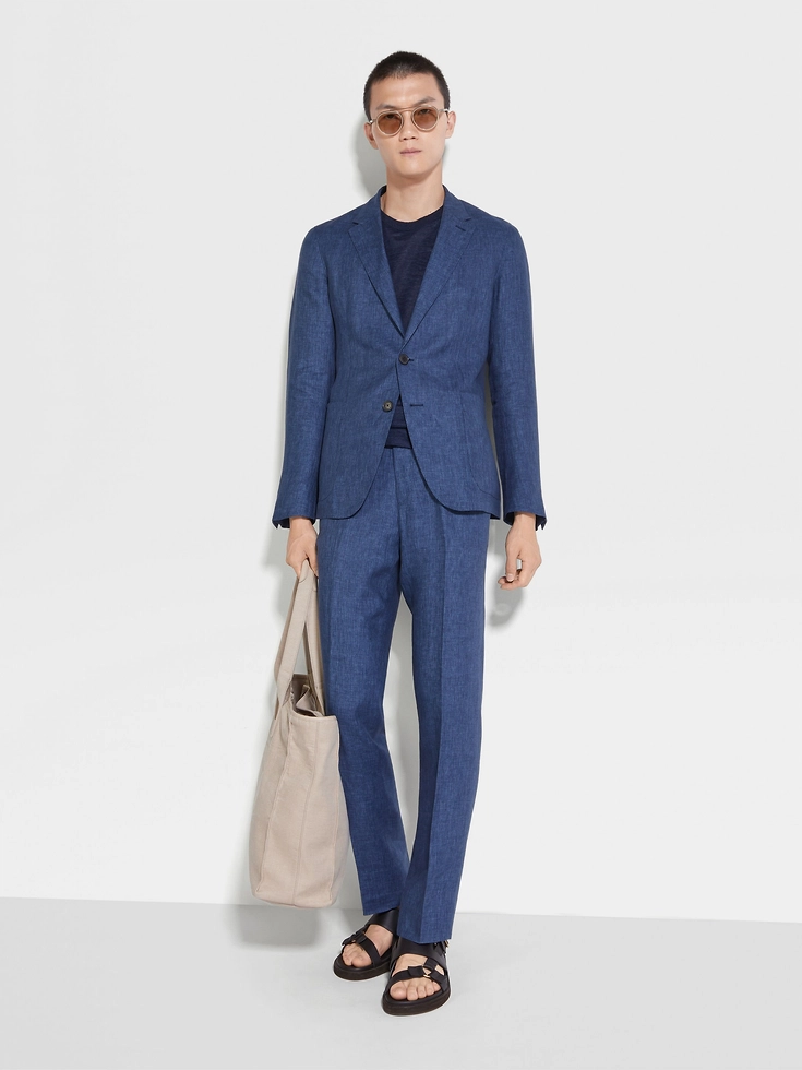 Avio Blue Oasi Lino Shirt Jacket