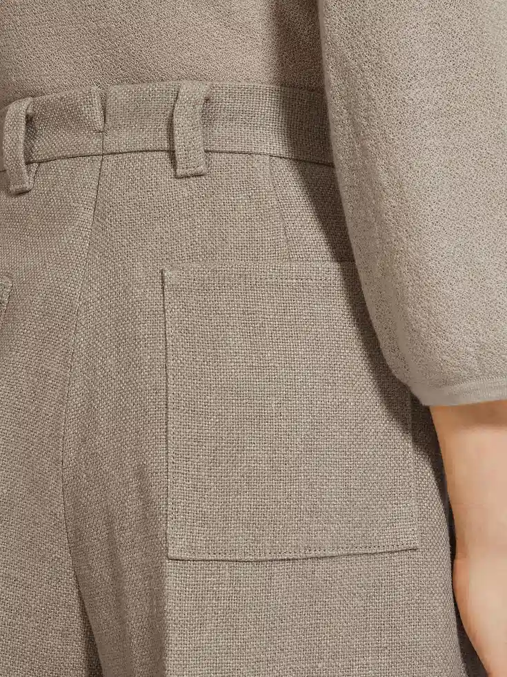 Beige Mélange Linen Pants