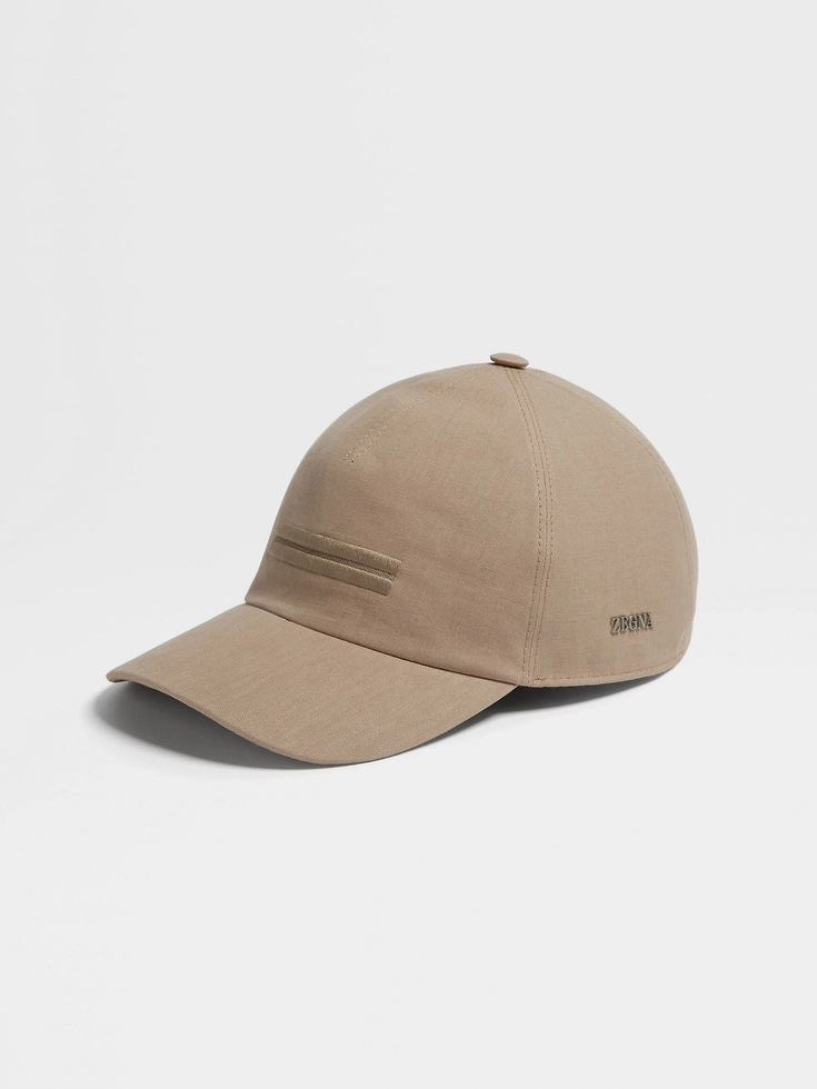 Beige Oasi Lino Baseball Cap