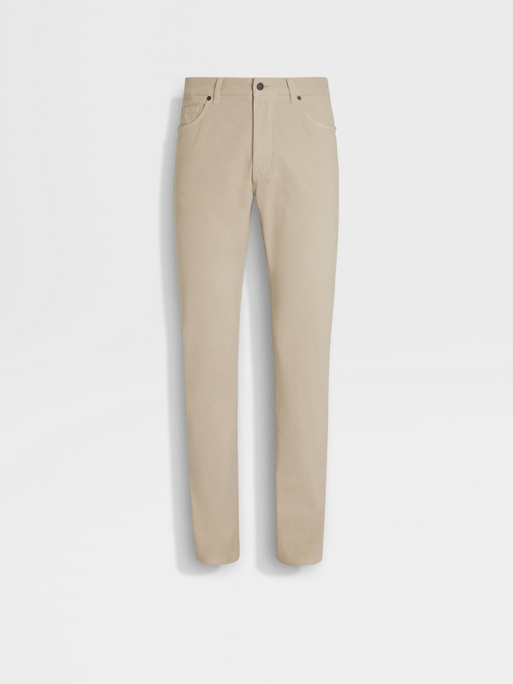 Beige Stretch Cotton Roccia Jeans