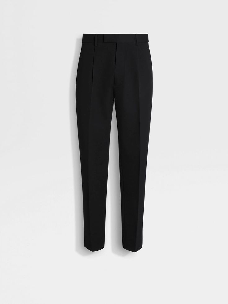 Black Cotton and Wool Pants