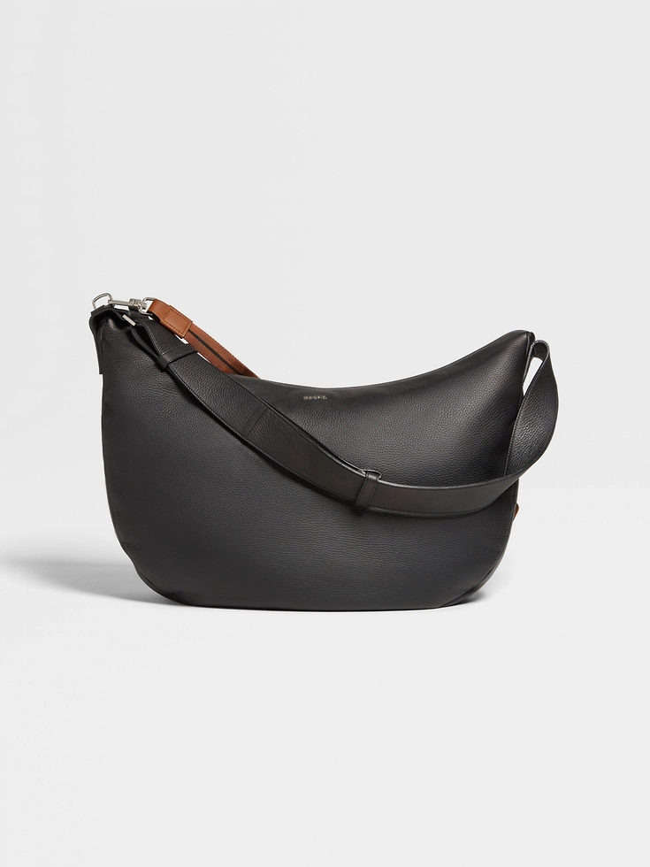Black Deerskin Hobo Panorama Bag