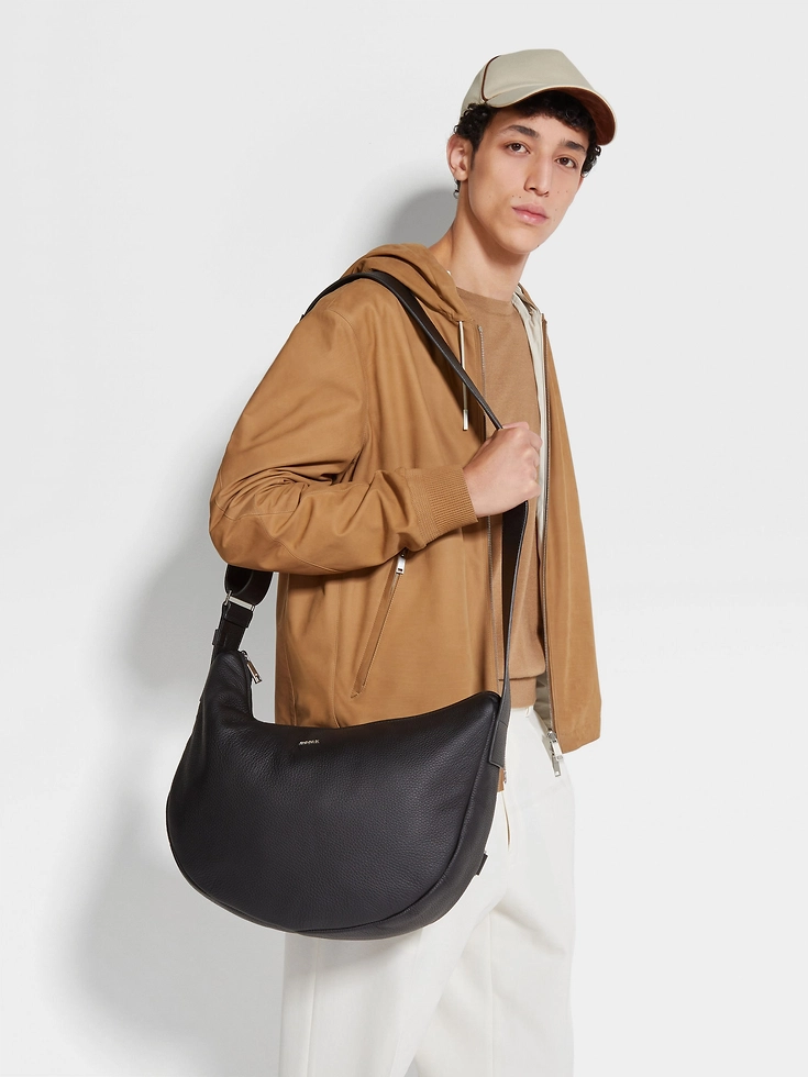 Black Deerskin Hobo Panorama Mini Bag