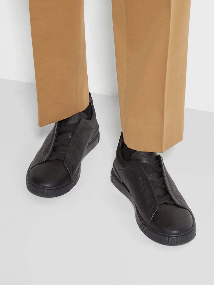 Black Deerskin Triple Stitch™ Sneakers