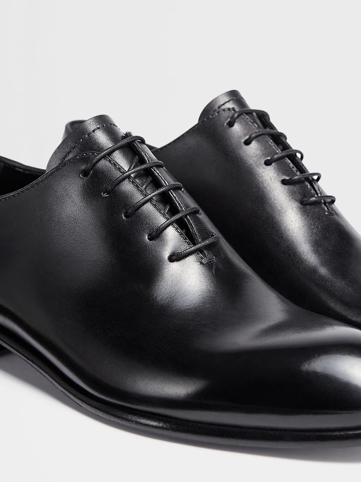 Black Hand-Buffed Leather Vienna Evening Wholecut Oxford Black Hand-Buffed Leather Vienna Evening Wholecut Oxford