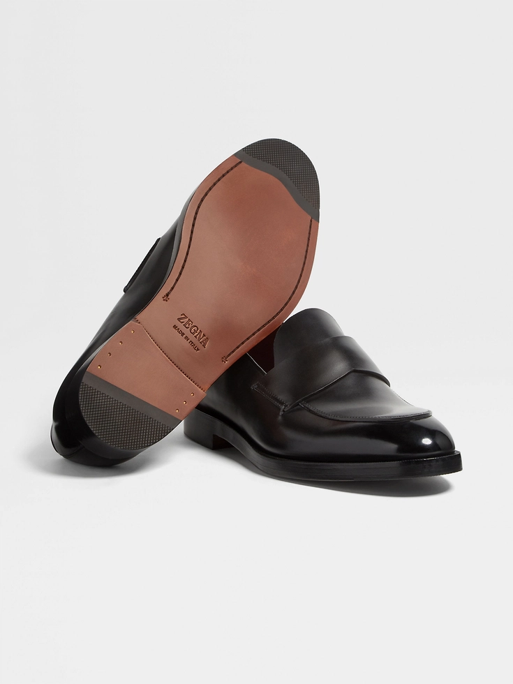 Black Leather Torino Loafers