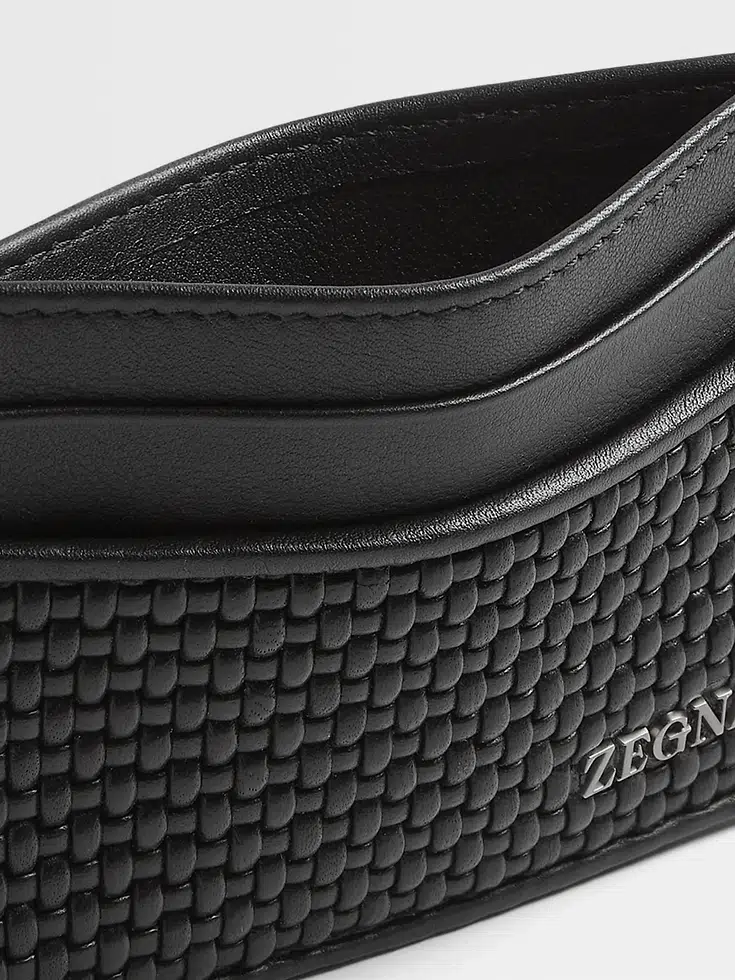 Black PELLETESSUTA™ Leather Card Case