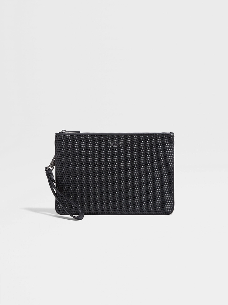Black PELLETESSUTA™ Leather Pouch