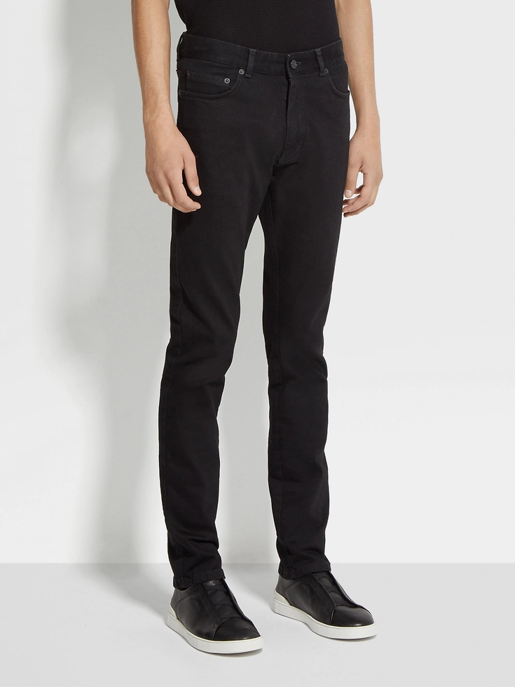 Black Rinse-washed Stretch Cotton Roccia Jeans Black Rinse-washed Stretch Cotton Roccia Jeans