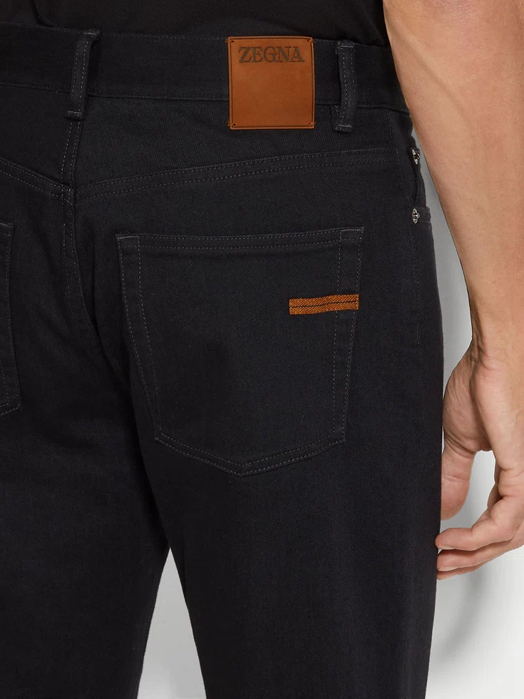 Black Rinse-washed Stretch Cotton Roccia Jeans&nbsp;