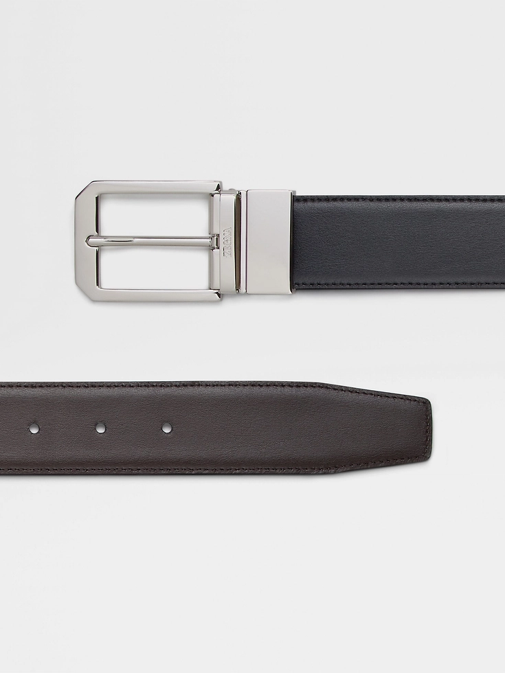 Black and Dark Brown Reversible Leather Belt