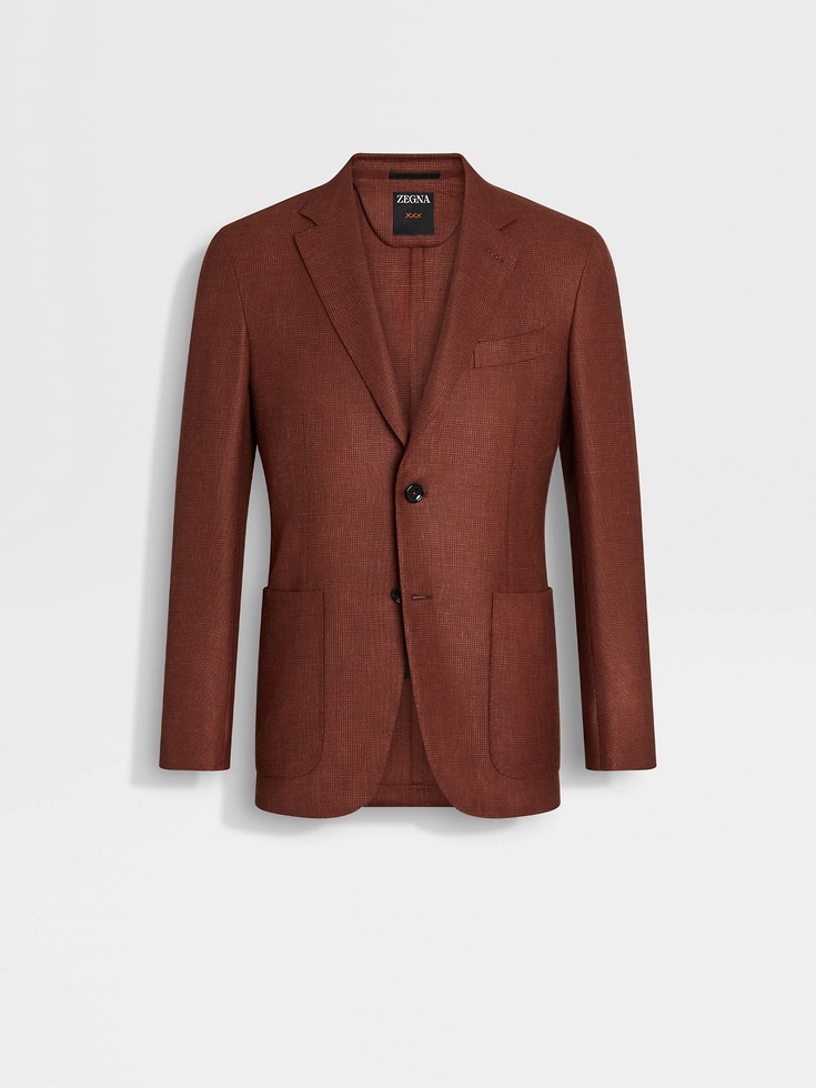 Brick Red Cashmere Silk and Linen Jacket
