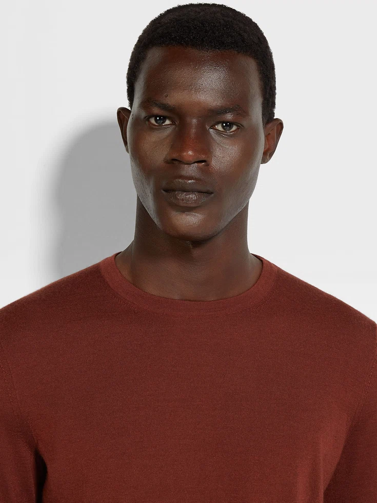 Brick Red Mélange Cashseta Crewneck