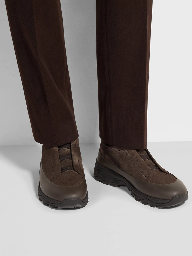 Brown Suede and Leather Triple Stitch™ Monte Sneakers