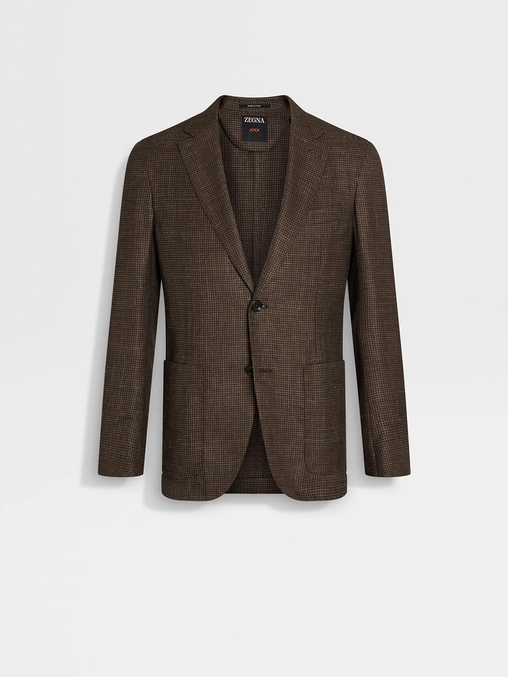 Brown and Dark Brown Cashmere Silk and Linen Jacket