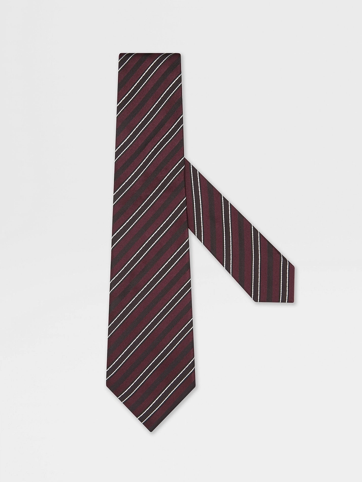 Burgundy Silk and Cotton Tie
