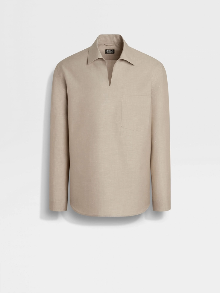 Crossover Blend Cotton Linen and Silk Polo Shirt