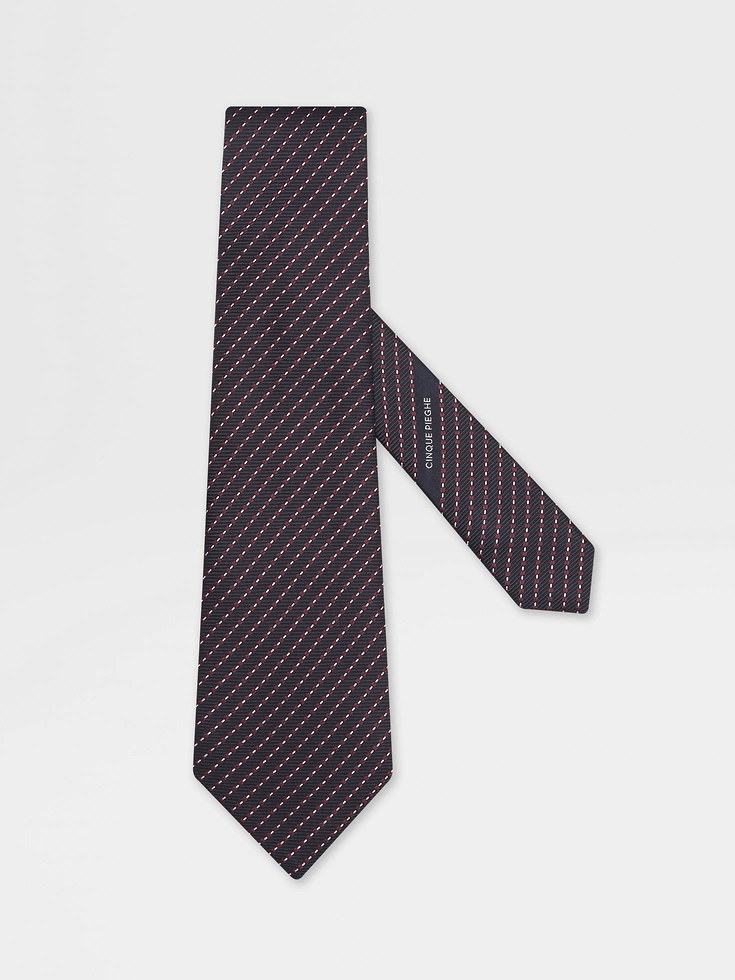 Dark Blue CINQUE PIEGHE Silk Tie