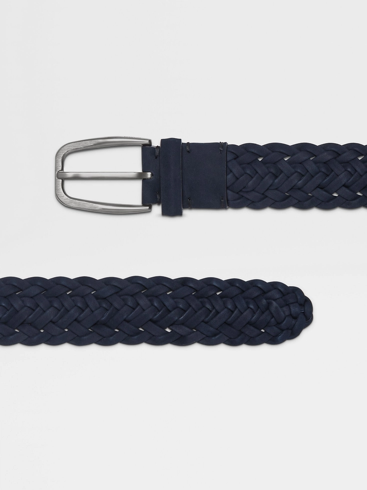 Dark Blue Leather Belt