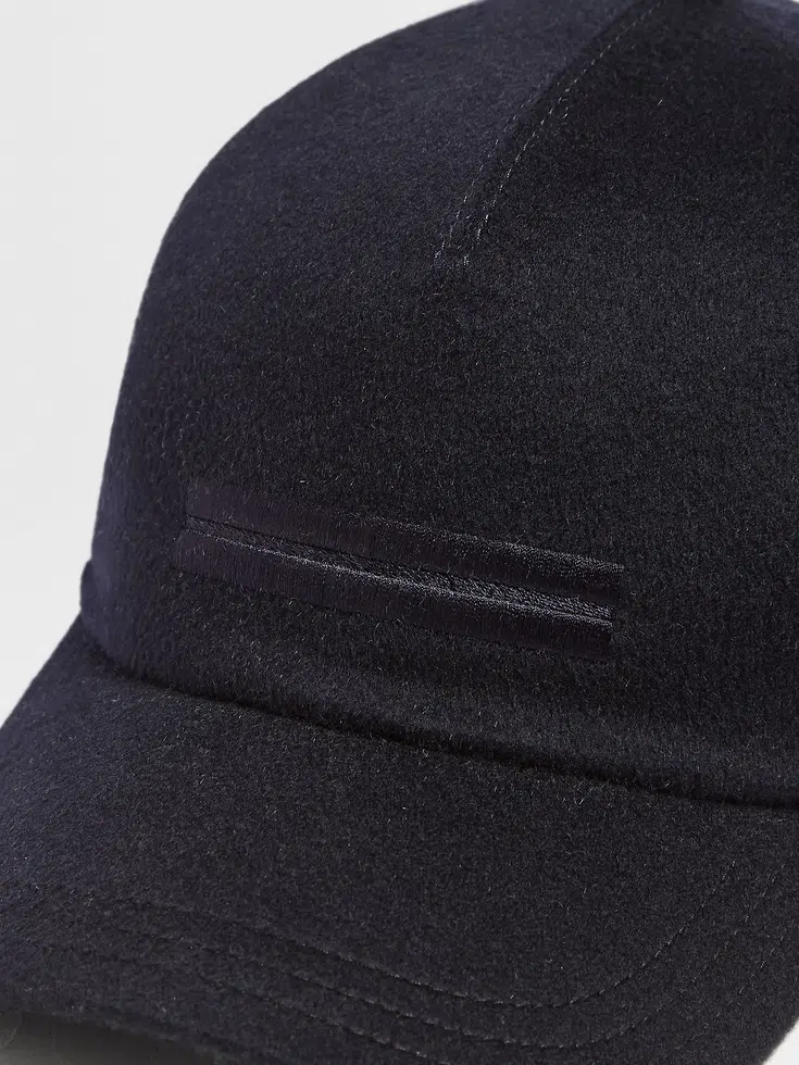 Dark Blue Oasi Cashmere Baseball Cap