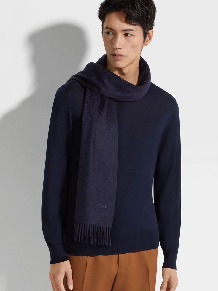 Dark Blue Oasi Cashmere Scarf Dark Blue Oasi Cashmere Scarf