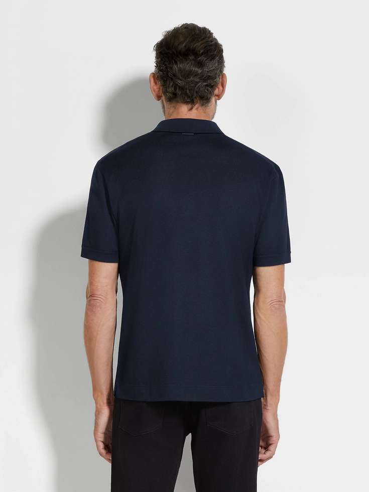 Dark Blue Zegna Silk Polo Shirt Dark Blue Zegna Silk Polo Shirt