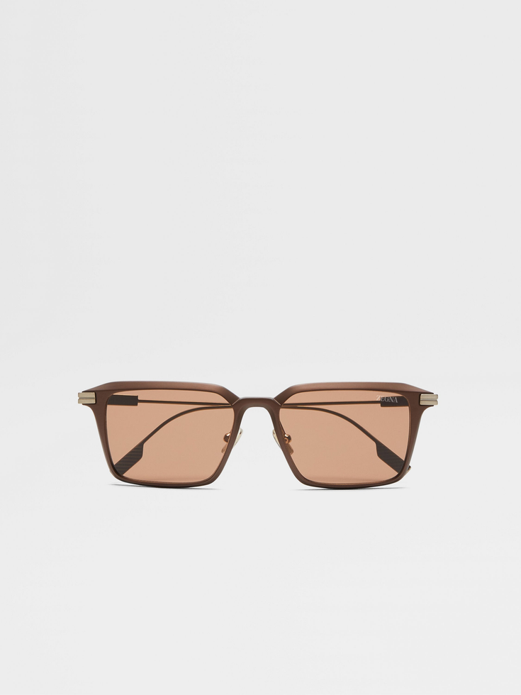 Dark Brown Aluminum and Metal Sunglasses