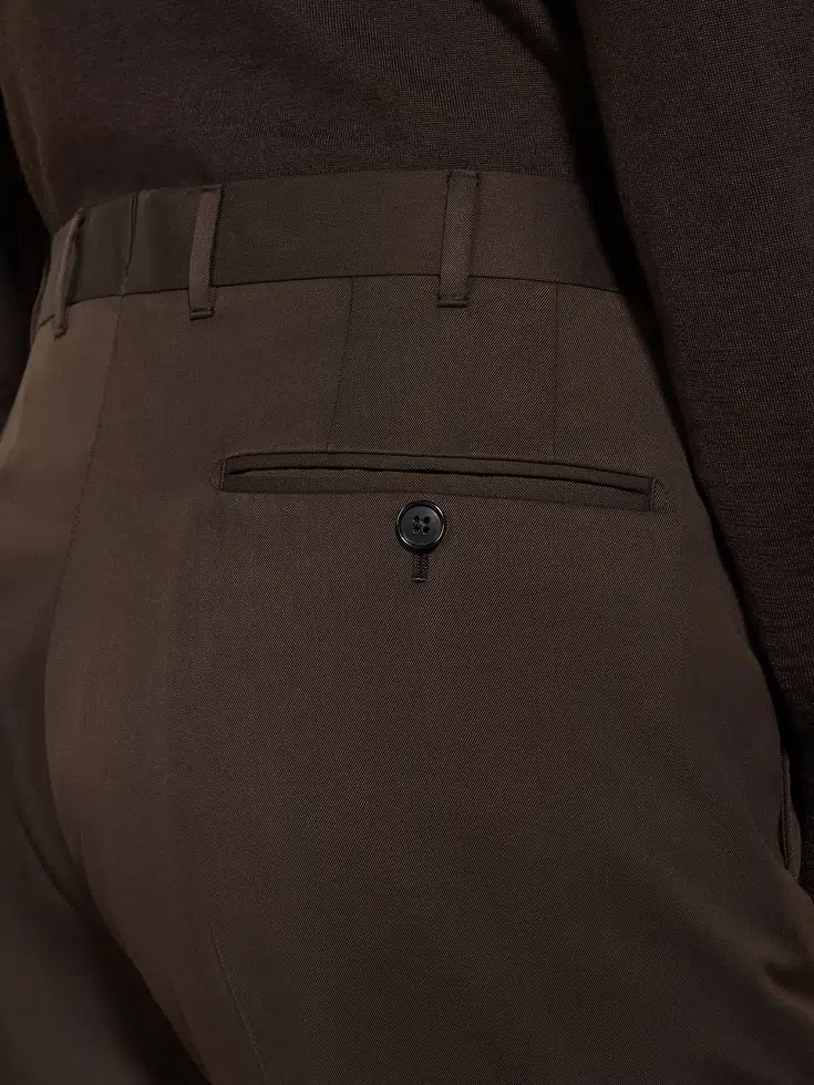 Dark Brown Centoventimila Cotton and Wool Pants