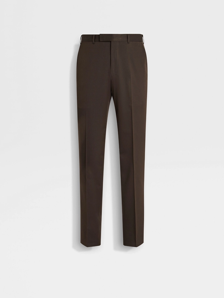 Dark Brown Centoventimila Cotton and Wool Pants