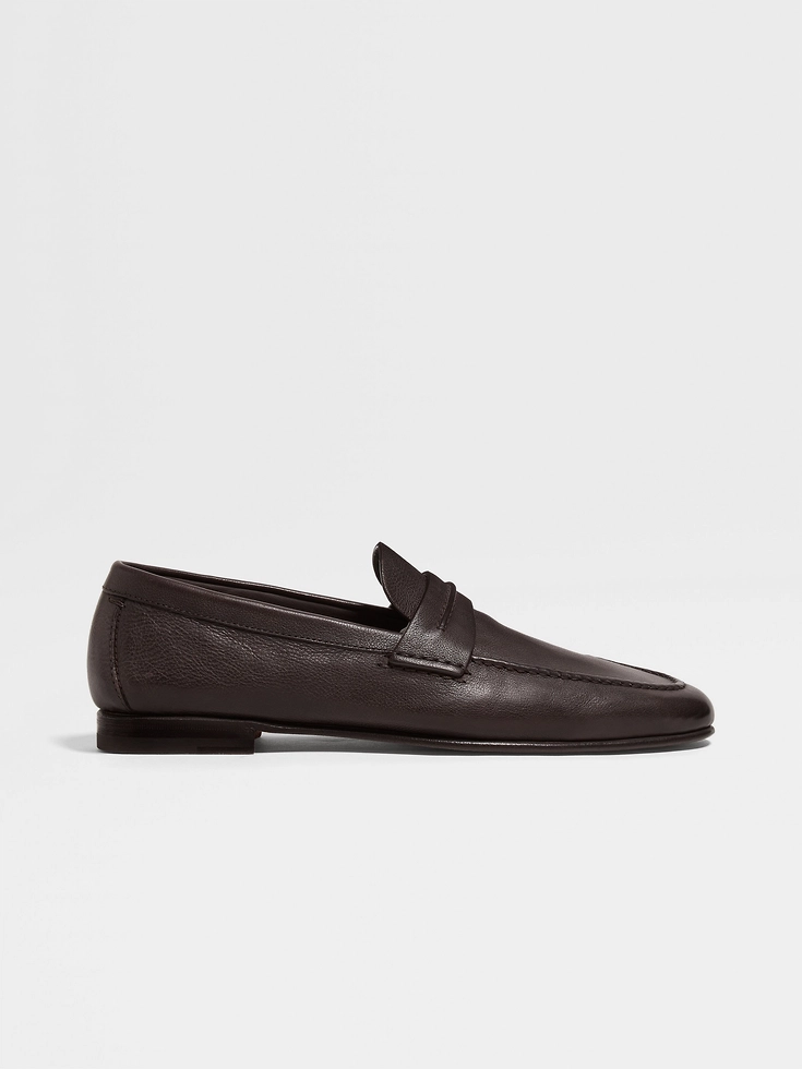 Dark Brown Natural Grain Leather Mocassin Loafer