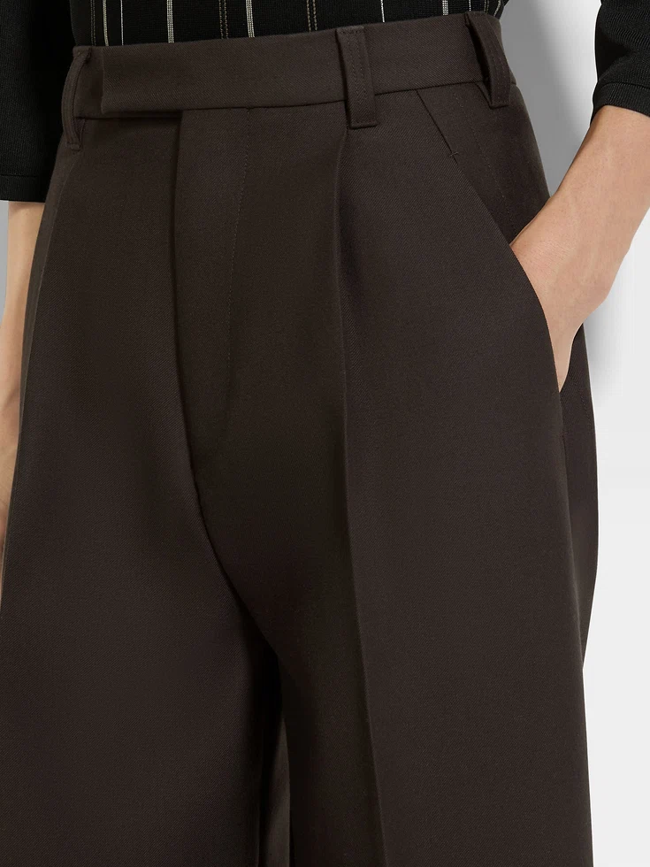 Dark Brown Oasi Lino Pants