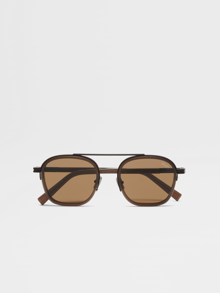Dark Brown Orizzonte I Acetate and Metal Sunglasses