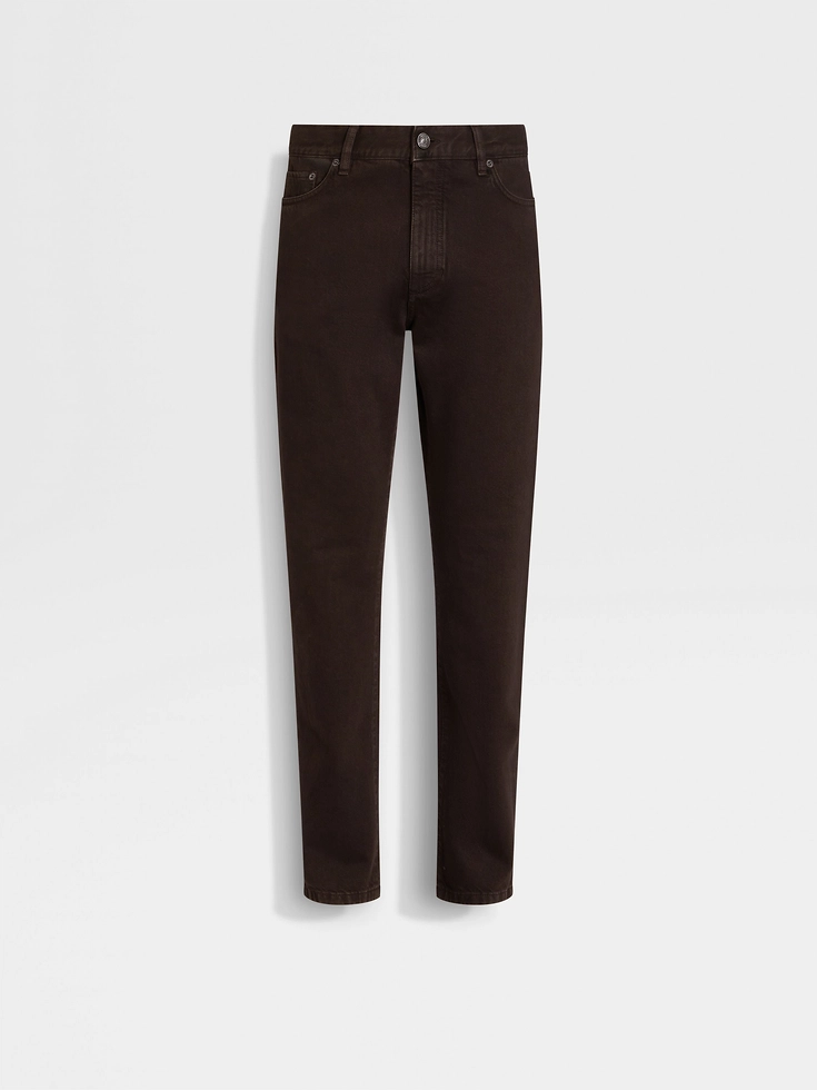 Dark Brown Stone-washed Cotton Roccia Jeans