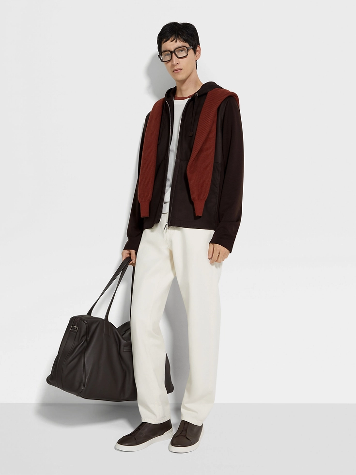 Dark Brown Wool and SECONDSKIN Hoodie Dark Brown Wool and SECONDSKIN Hoodie