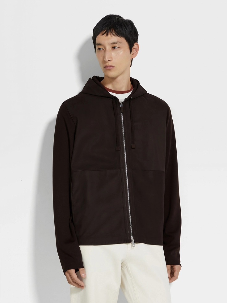 Dark Brown Wool and SECONDSKIN Hoodie Dark Brown Wool and SECONDSKIN Hoodie