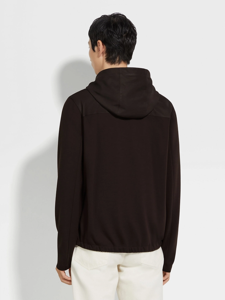 Dark Brown Wool and SECONDSKIN Hoodie Dark Brown Wool and SECONDSKIN Hoodie