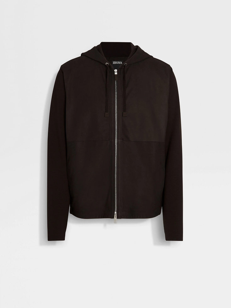 Dark Brown Wool and SECONDSKIN Hoodie