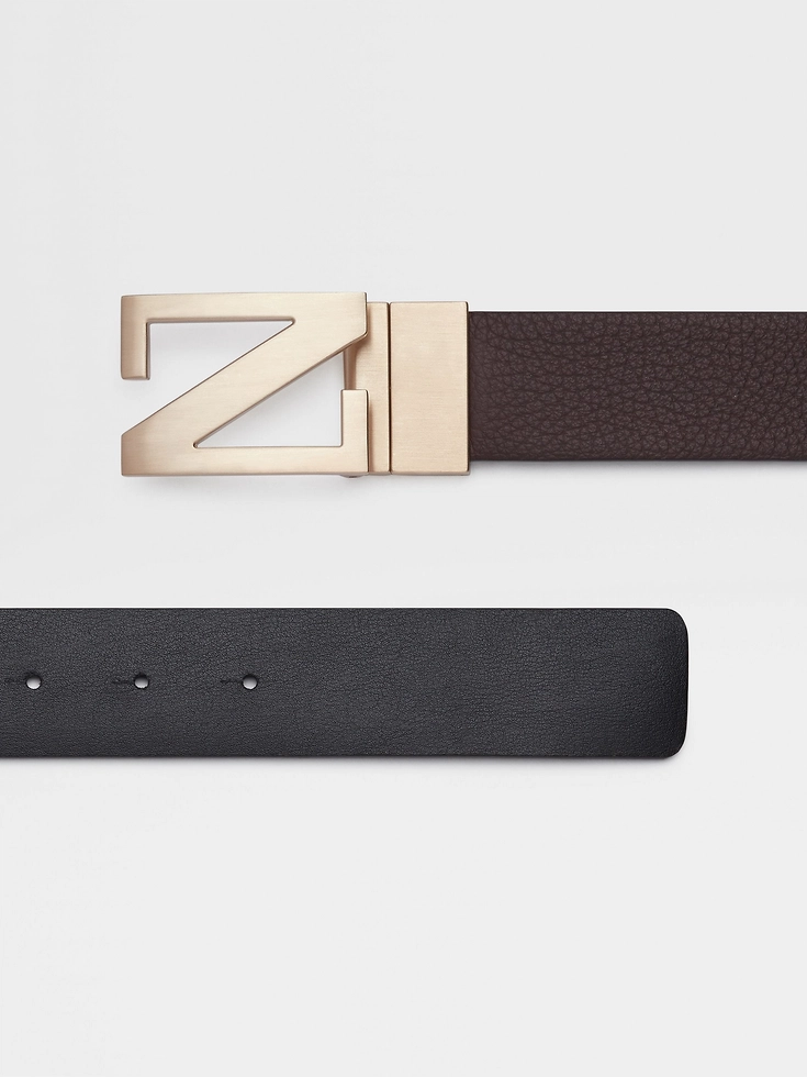 Dark Brown and Black Reversible Leather Belt