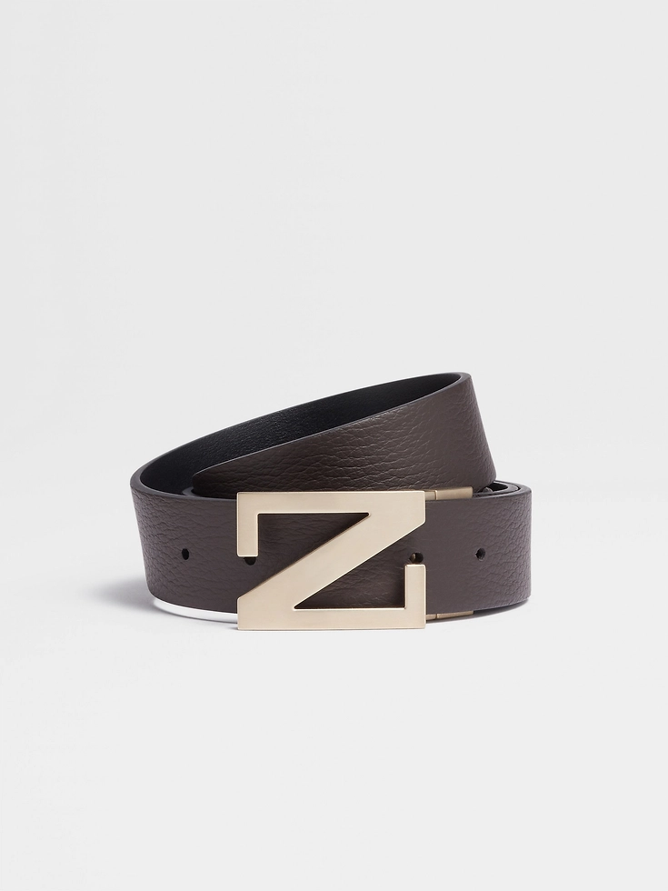 Dark Brown and Black Reversible Leather Belt