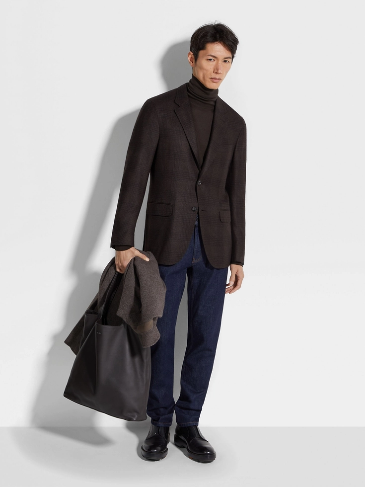 Dark Brown and Brown Silk and Cashmere Jacket