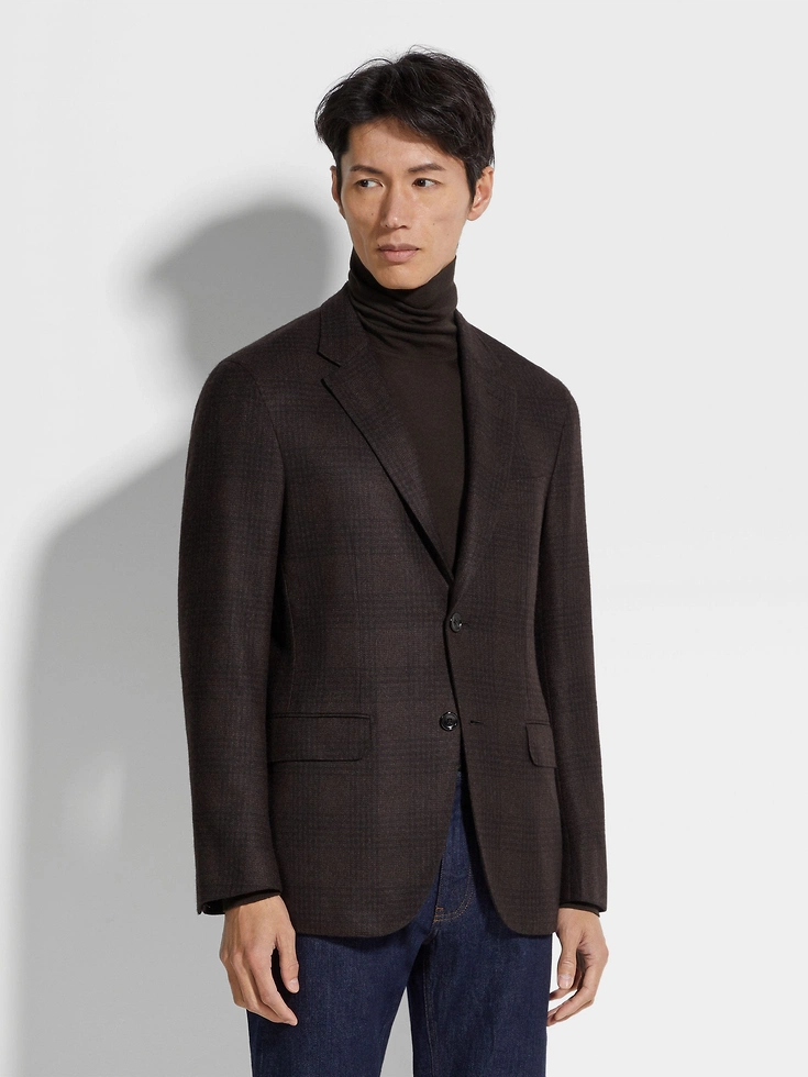 Dark Brown and Brown Silk and Cashmere Jacket Dark Brown and Brown Silk and Cashmere Jacket
