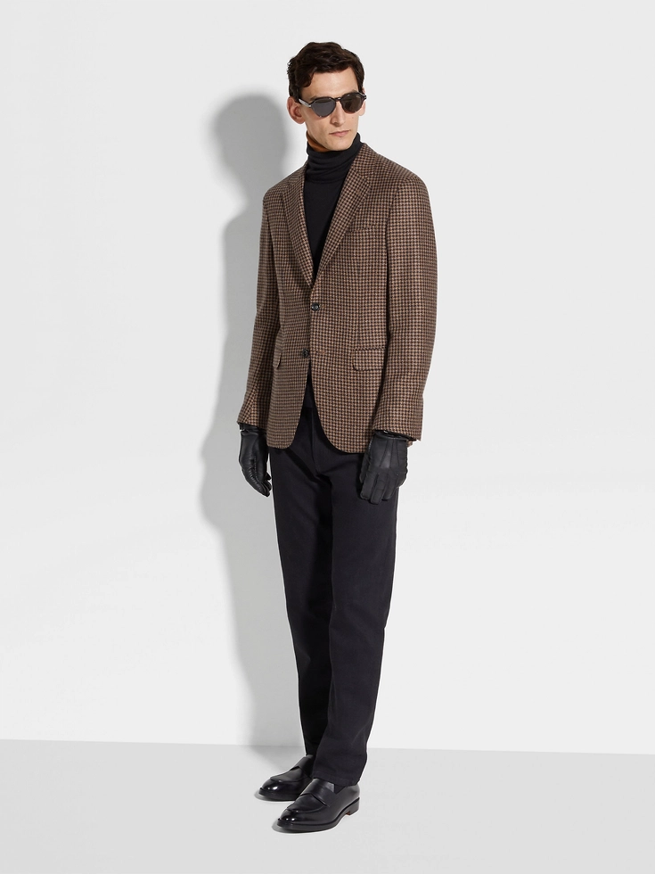 Dark Brown and Light Brown Cashmere and Silk Jacket