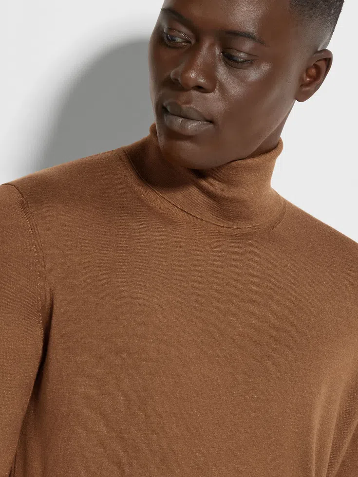 Dark Foliage Mélange Cashseta Turtleneck