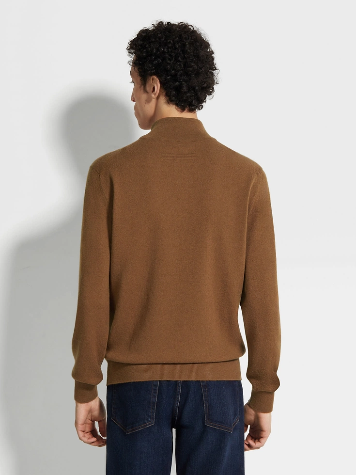 Dark Foliage Mélange Oasi Cashmere Zip Mock Neck Sweater Dark Foliage Mélange Oasi Cashmere Zip Mock Neck Sweater