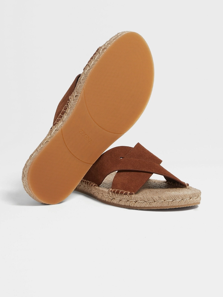 Dark Foliage Suede Espadrille Sandals