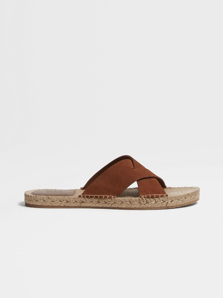 Dark Foliage Suede Espadrille Sandals