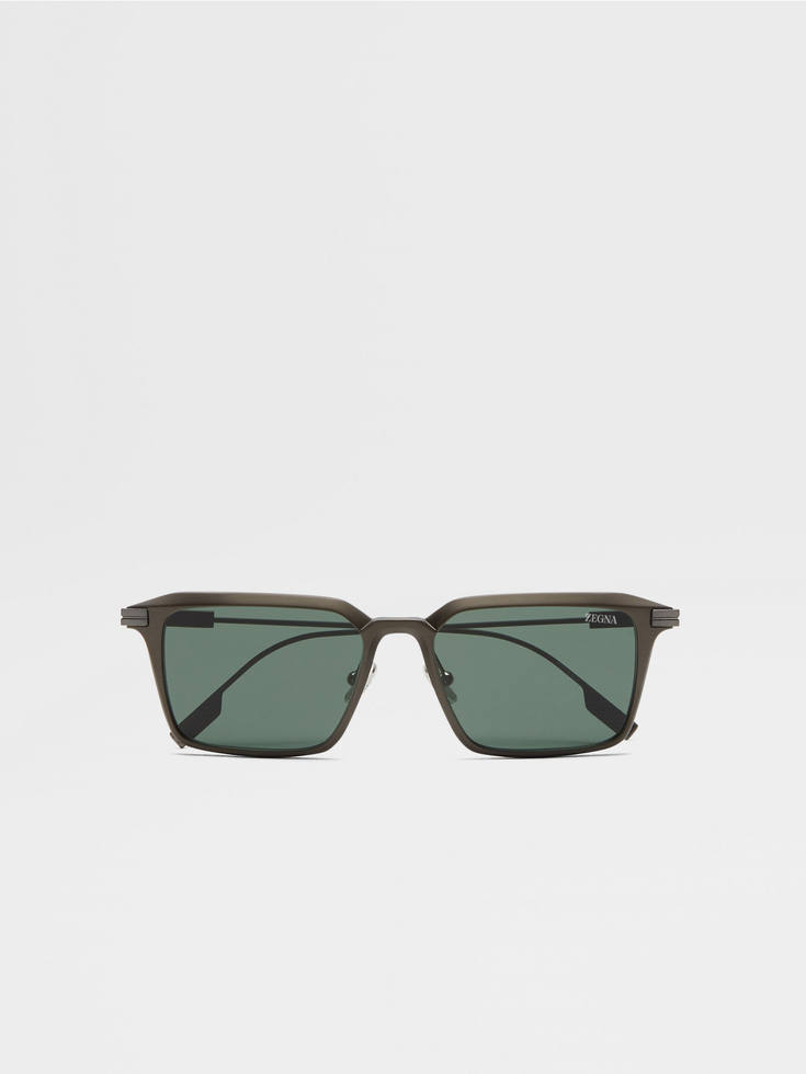 Dark Green Aluminum and Metal Sunglasses