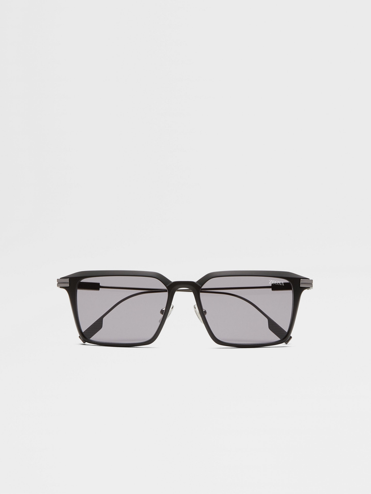 Dark Grey Aluminum and Metal Sunglasses