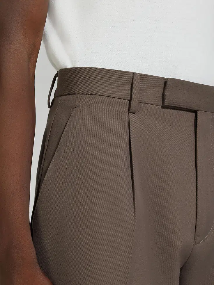 Dark Taupe Cotton and Wool Pants