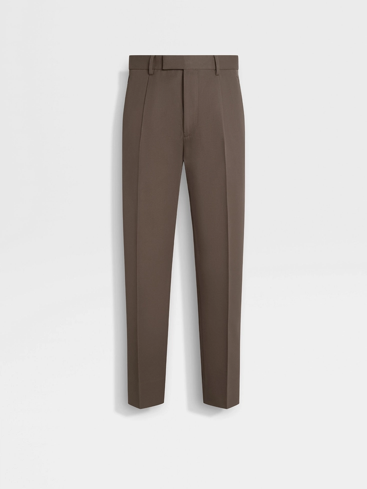 Dark Taupe Cotton and Wool Pants